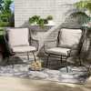 Baxton Studio Dermot Modern Beige Fabric and Grey Synthetic Rattan Upholstered Patio Chair, PK2 202-2PC-12308